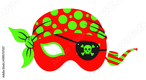 Pirate Mask with Eye Patch, Bandana, and Pipe - Fun Costume Accessory