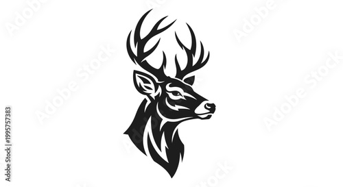Stylized Deer Head Silhouette Icon Vector Art