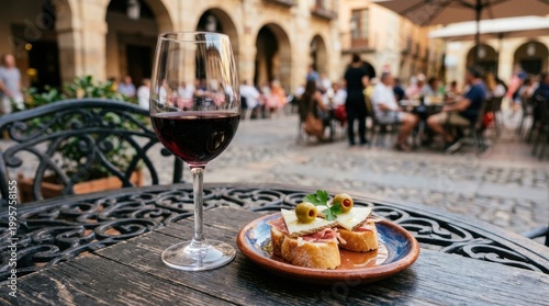 Red Wine and Tapas Outdoor Cafe Scene