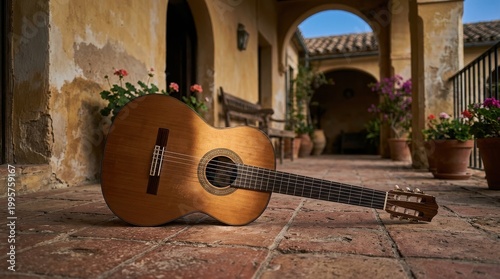 Classical Guitar Outdoors Courtyard Rustic Setting