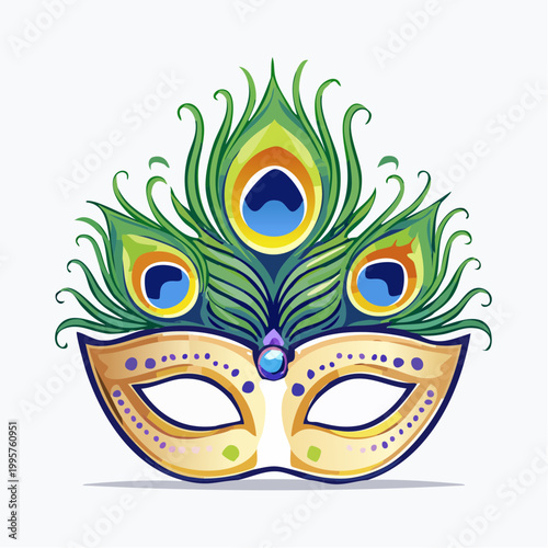 Masquerade Mask with Peacock Feathers