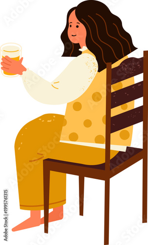 Man sitting on chair holding drinking glasses