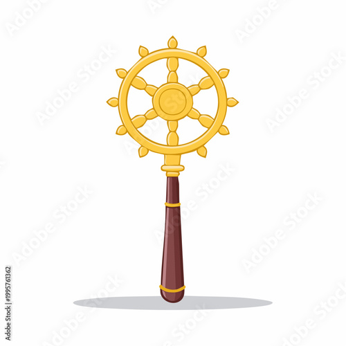 Golden Dharma Wheel Symbol