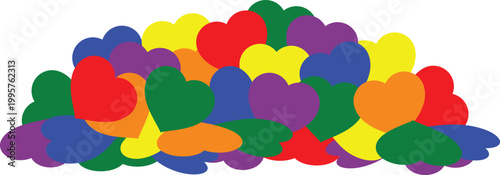 Colorful Rainbow Stacked Hearts Illustration