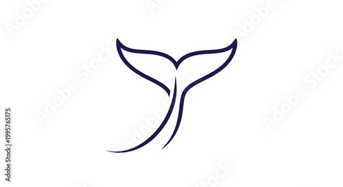 Minimalist Whale Tail Silhouette Icon, Ocean Life, Marine Mammal, Vector Art