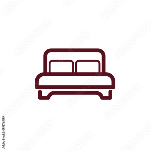 Double bed line icon for bedrooms hotel and furniture store design