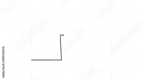 Minimalist Continuous Line Drawing of a House Icon on Blueprint Grid Background
