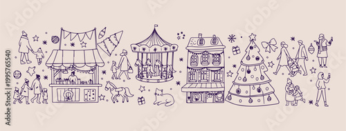 Carnival festival fireworks line art, Hand drawn celebration parade illustration, Minimalist circus and funfair vector, Aesthetic party night sketch graphics, Creative festival masks doodle elements, 