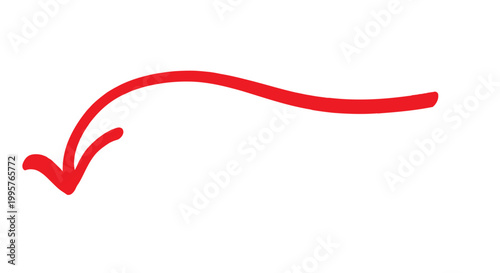 Hand drawn isolated red arrow marker | Abstract brush direction shape | Marker line scribe sketch collection