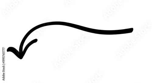 Hand drawn isolated black arrow marker | Creative brush direction shape | Marker line scribe sketch graphic