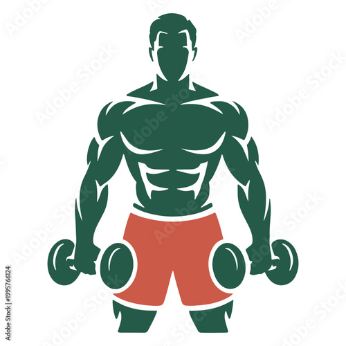 Man lifting dumbbells in workout shorts