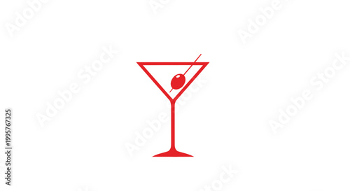 Red cocktail glass with cherry garnish.