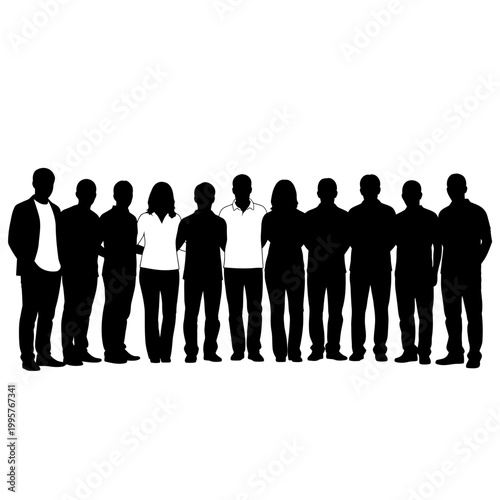 Silhouettes of people standing together.
