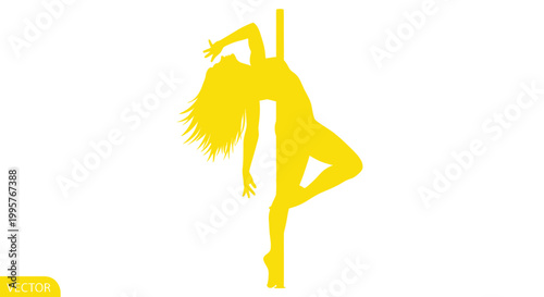 Woman dancing on pole exercise.