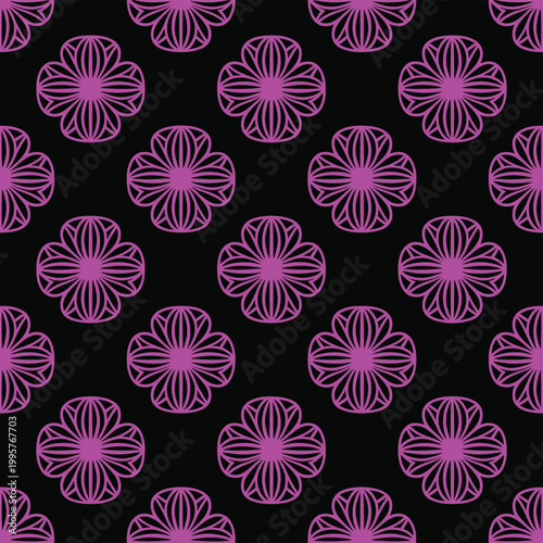 Purple flower pattern illustration on black background