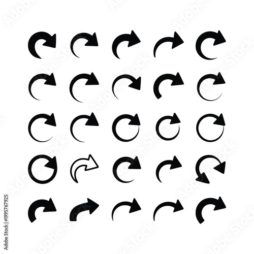 Arrow icon set for navigation and direction on white background