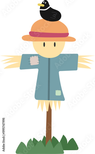 scarecrow bird farm animal hand drawn