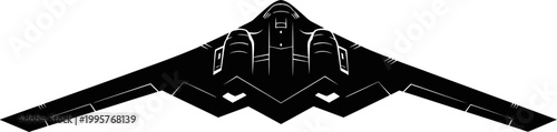 B-2 Spirit Stealth Bomber Side View Black Silhouette Vector Illustration
