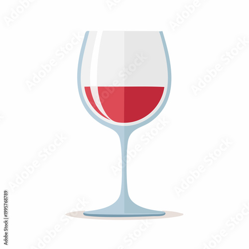 Flat design illustration of a glass of red wine