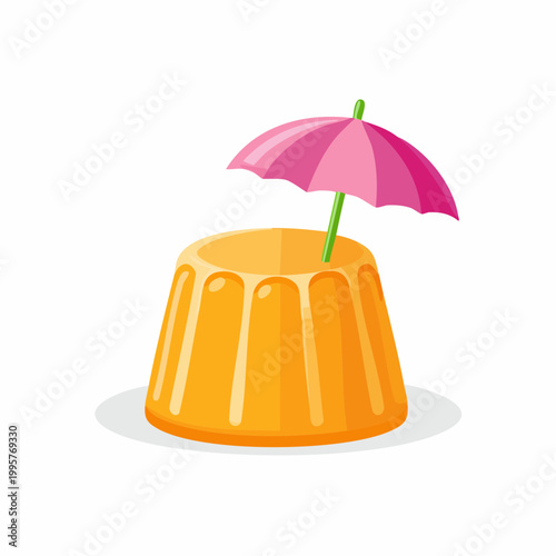 Orange Jelly with Pink Cocktail Umbrella