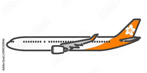 長距離国際線の旅客機 飛行中 ハワイ・太平洋リゾート路線