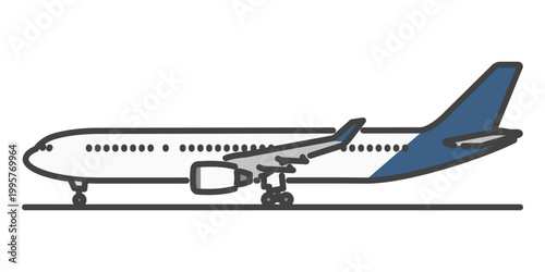 長距離国際線の旅客機 地上に駐機中・ビジネス向け イラスト素材