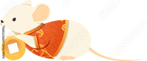 White mouse with coin