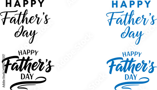 Happy father's day typography artistic lettering and watercolor splash designs