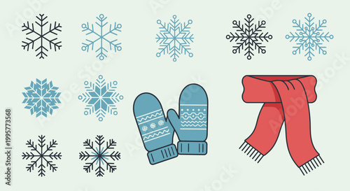 Winter accessories scarf and mittens.