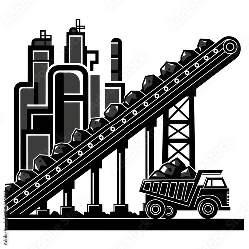 Industrial Coal Mining Conveyor Belt and Dump Truck