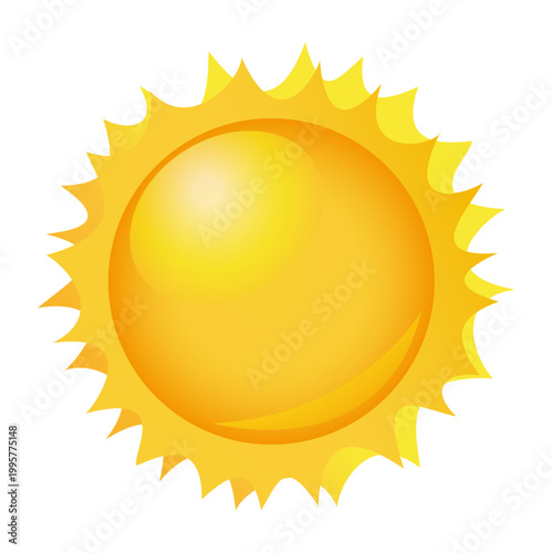 Sun icon in flat style, simple yellow SUN.