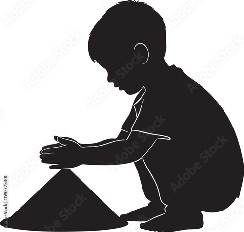 Child playing with sand pile boy playing childhood innocence childhood