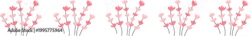 Set of pink flowers icons isolated on white background vector illustration.