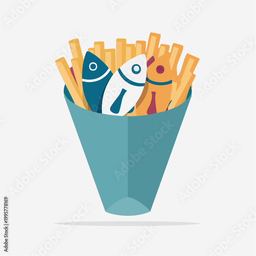 Stylized Fish and Chips in a Cone