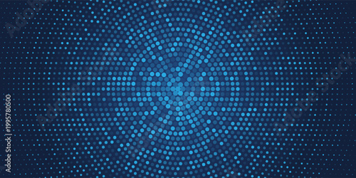 Abstract background blue pixels and circles. Dotted mosaic radial design. gradient dark blue to light blue. Eps10