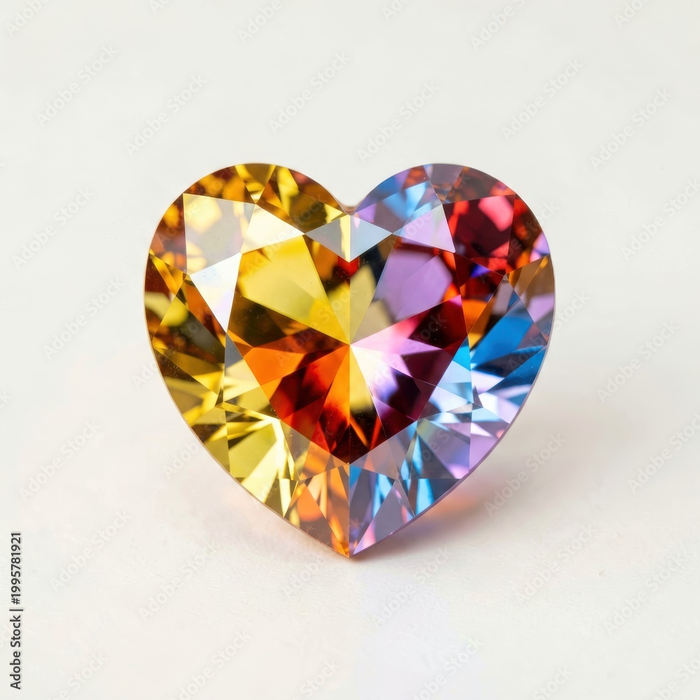 Fototapeta premium Heart-Shaped Rainbow Gemstone with Vibrant Faceted Sparkle
