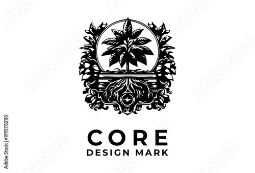 Hydroponic Root System Icon Presented As Black Vintage Logo Sketch Engraving Vector Illustration For Indoor Farming And Sustainable Agriculture Design