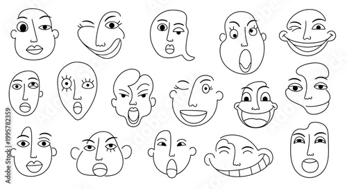 Cartoon faces with various expressions.