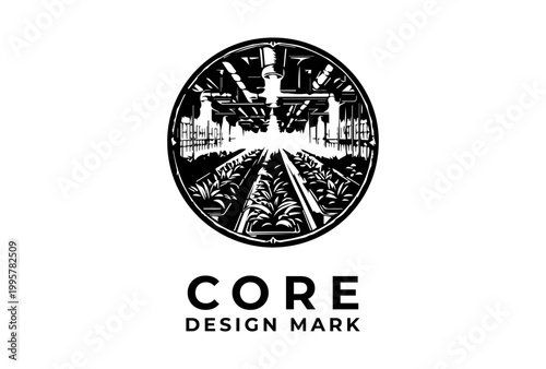 Climate Controlled Farm Icon Presented As Black Vintage Logo Sketch Engraving Vector Illustration For Indoor Agriculture And Smart Farming Design