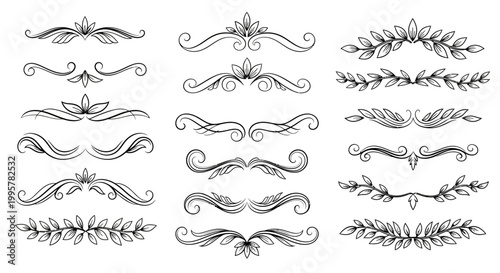 Collection of ornate swirling design elements.