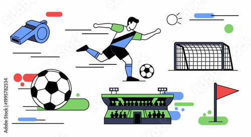 Soccer Player Kicking a Ball.