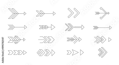 Collection of various arrow designs.