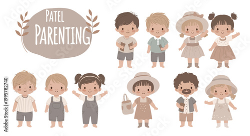 Diverse group of happy children standing.