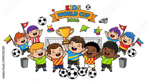 Kids Celebrating Soccer World Cup.