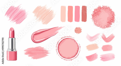 Pink Lipstick and Makeup Cosmetics.