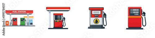 Gasoline fuel station vector. Vector, illustration, minimalist, icon, icon set