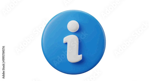 Vector illustration of 3d blue information icon button on a transparent background