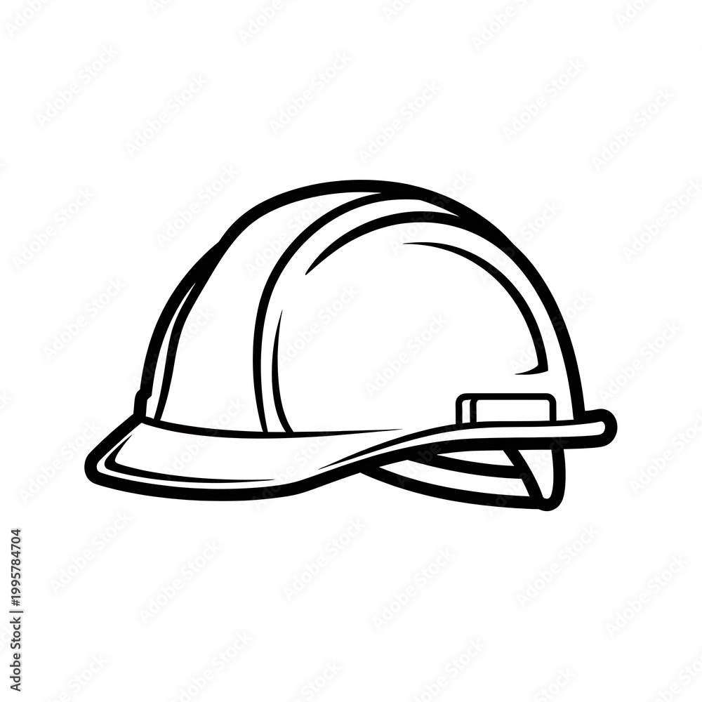 Fototapeta premium Black and white hard hat illustration