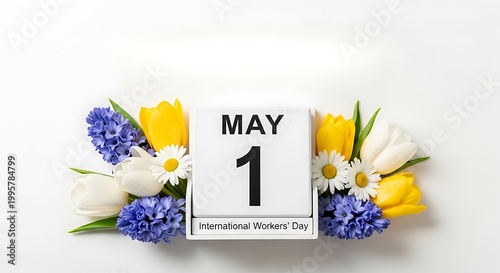 May 1 calendar with flowers