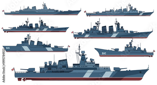 Modern Warships Collection: Naval Fleet Illustration
